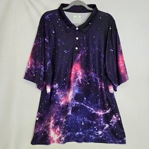 Obnoxious Golf Galaxy Short Sleeve Performance Golf Polo Athletic Fit AOP 2XL